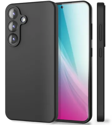 Immagine prodotto di Custodia in silicone NALIA per Samsung Galaxy S25 – Protezione per la fotocamera e rivestimento interno – PHOENIX (custodia Soft-Touch) – Marchio di Berlino – Nero grafite
