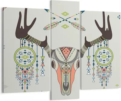 Produktbild von Bild auf Leinwand - Leinwandbild - Hirsch Mandala Spiritualität wild - 95x80cm - Wand Bild - Wanddeko - Leinwanddruck - Bilder - Kunstdruck - Leinwand bilder - Wandkunst - CB95x80-3154