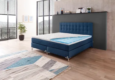 Produktbild von Boxspringbett WELCON ROCKSTAR® mit ErgoGEL® TOPPER 180x200 cm Härtegrad H3/H4 blau