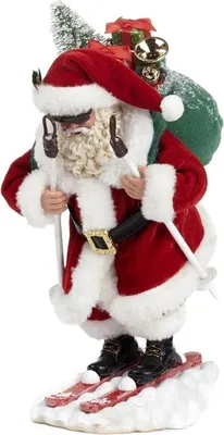 Produktbild von Goodwill Weihnachtsmann Weihnachtspuppe Weihnachtsmann Skifahren Rot-Grün H 30 cm