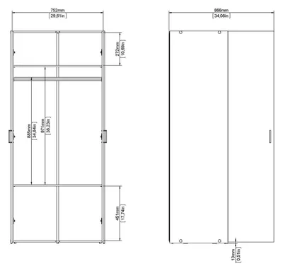 Produktbild von Dmora 8052773300988, Weiß, Toilette, 2 Regale, 2 Tür(en), Weiß, Holz