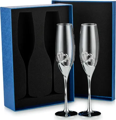 Produktbild von Champagnergläser - Kreative Dekoration - Set aus 2 - Mit Geschenkbox - Handgefertigtes Glas - Dekor
