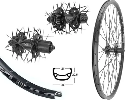Produktbild von Bärwinkels Hinterrad 26" Zoll Disc Shimano XT schwarz 6-Loch 8,-9,-10 fach Laufrad 559-21