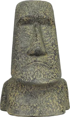 Produktbild von Osterinsel Moai Kopf Stein Steinfigur Gartenfigur Lavastein Figur Statue Steinguss Frostsicher für innen und außen Schwarz 30 cm