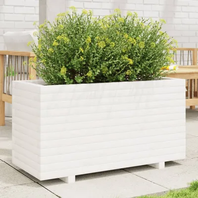 Image de Maison Exclusive - Bac à plantes blanc 90x40x49,5 cm Bois massif Pin