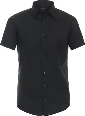 Produktbild von REDMOND Herren Businesshemd Kurzarm Kent Slim-Fit Popeline Schwarz XXL