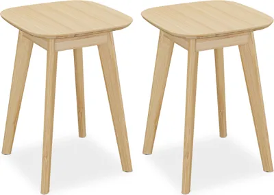Obrázek produktu pro Relaxdays Jídelní stolička, 2 stoličky, bambus, do kuchyně, předsíně a koupelny, VxŠxH: 45,5 x 33 x 33 cm, stolička na květiny, přírodní