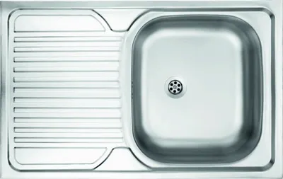 Zdjęcie produktu dla 1-bowl steel sink with drainer on the left side - overlay