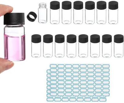 Productafbeelding van 15 stuks 20 ml doorzichtige glazen monsterflesjes met schroefdop