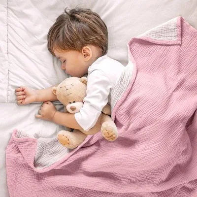 Productafbeelding van Ibenzoa® Ademende babydeken van 100% katoen – zacht en huidvriendelijk, geschikt voor alle seizoenen, wit