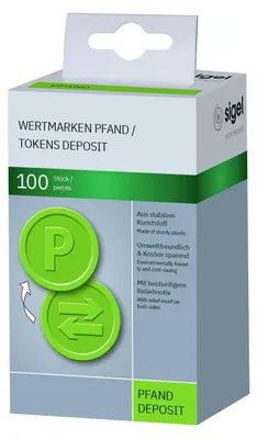 Produktbild von SIGEL WM009 Wertmarken Pfand, grün, Ø 25 mm, 100 Stück