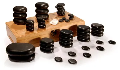 Produktbild von Deluxe Hot Stone Massagestein Set mit 50 Teilen für Ganzkörpermassagen