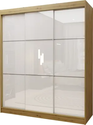 Produktbild von Masseno Schiebetürenschrank VITALE 180 cm Kleiderschrank Schlafzimmer Schrank 3-türig Eiche Artisan