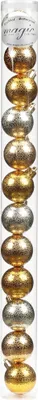 Produktbild von Weihnachtskugeln Metallic Muster Kunststoff 4cm, 12 Stück, Farbe:gold