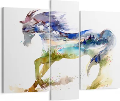 Produktbild von Bild auf Leinwand - Leinwandbild - Pferd Natur arabien ethnische - 95x80cm - Wand Bild - Wanddeko - Leinwanddruck - Bilder - Kunstdruck - Wanddekoration - Leinwand bilder - Wandkunst - CB95x80-3048