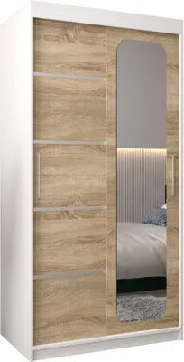 Produktbild von MEBLE KRYSPOL Promo 2100 Schlafzimmerschrank zwei Schiebetüren - Mattweiß + Sonoma