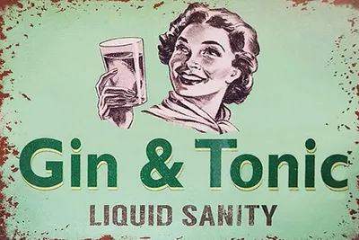 Produktbild von vianmo Holzschild 12x18 cm Alkohol Gin & Tonic liauid sanity