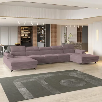 Produktbild von Masseno Ecksofa VIVENTE mit Schlaffunktion U-Form, Sofa mit Bettkasten, Wohnzimmersofa, Couch, Soffa, Bettsofa, Couchgarnitur- Lila, MONOLITH 62