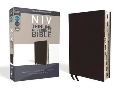 Produktbild von NIV, Thinline Reference Bible, Lederfaserstoff, Black, Red Letter Edition, Indexed, Comfort Print