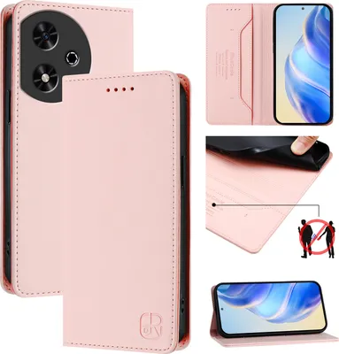 Produktbild von Lederhülle für Honor Play 50 Hülle Flip Brieftasche Kartenfächern Ständer Schutzhülle Pink