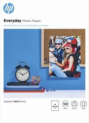 Produktbild von Fotopapier, HP Everyday, Glänzend, 100 Blatt, A4 210 x 297 mm, 200 g/m²