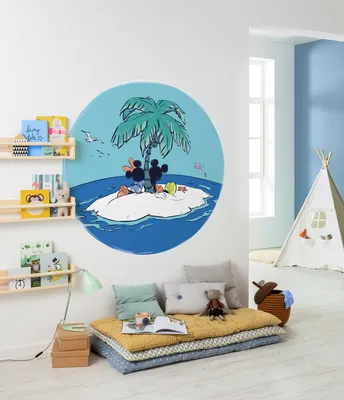 Produktbild von Selbstklebende Vlies Fototapete/Wandtattoo -Mickey and Minnie Beach Vacation - Größe 125 x 125 cm