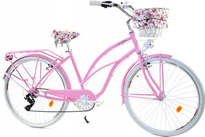 Zdjęcie produktu dla Rower Dallas Cruiser 26" 7spd Lady Alu - różowy z białym, koszem i wyściółką