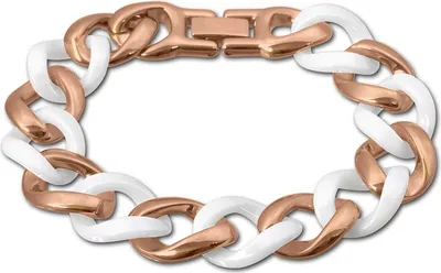 Produktbild von Amello Edelstahl Armband Panzer Damen Schmuck rosegold weiß ESAX20W0