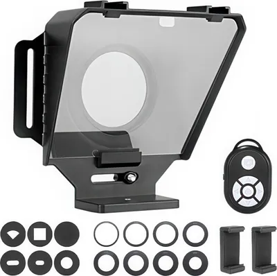 Produktbild von Teleprompter 12 Zoll mit Bluetooth Fernbedienung, mobiler Prompter für Smartphone, Kamera & Tablet, verstellbare Schriftgröße