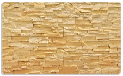 Produktbild von Wallario Frühstücksbrettchen aus Glas, je 14 x 23 cm, mit rutschfesten Füßen, Motiv Steinwand gelb-orange