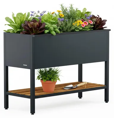Produktbild von Herstera Garden Metall Deco Hochbeet inkl. Beleuchtung 40x100x80 cm