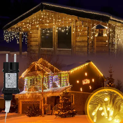 Zdjęcie produktu dla Hengda 5M 200LEDs LED bajkowe światła lodowy deszcz LED kurtyna świetlna bajkowe światła kurtyna z 8 trybami IP44 wodoodporna dekoracja świąteczna impreza ogród ciepły biały