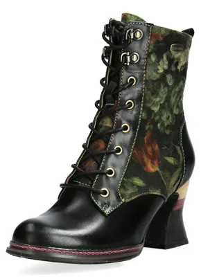 Produktbild von Laura Vita Damen Leder-Schnürstiefelette mit Bobine-Absatz Eleao 56, Größe:38 EU, Farbe:Schwarz