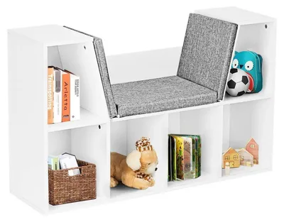 Image de Étagère bibliothèque pour chambre d'enfant, en bois, 6 étagères, blanche