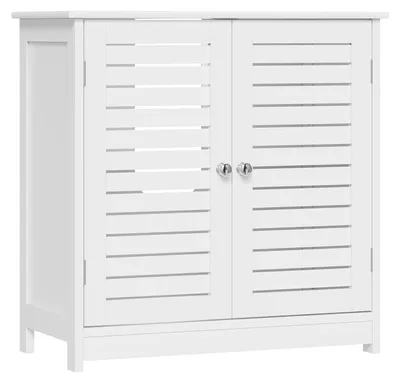 Image de Meuble sous lavabo - Armoire de salle de bain à 2 portes - Blanc - 60 x 30 x 58 cm