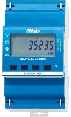 Produktbild von ELTAKO Zweirichtungs-Drehstromzähler DSZ16DZ-3x100A, MID, Modbus, S0, direktmessend, blau, 1 Stk.