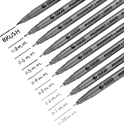 Image de set de 9 feutres Fineliner - Pigmentliner, imperméable à l'eau, pour le croquis, le dessin, l'illustration - Noir