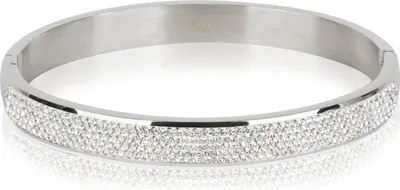 Produktbild von styleBREAKER Armreif aus Edelstahl mit Strasssteinen, Clipverschluss Armband, Schmuck, Damen 05040101