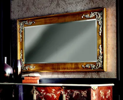 Image de Grand miroir moderne Miroir mural Cadre en bois véritable Miroir à suspendre Classique Nouveau