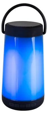 Produktbild von Außentischleuchten - LED-Tischleuchte mit BT-Speaker "FESTA", Tischlampe für den Außenbereich im Modern Style aus Kunststoff in schwarz, 18 cm hoch, Ø 9 cm, LED Platine – Druckschalter – Akkubetrieb – mit RGB-Farbwechsler