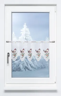Produktbild von Scheibengardine Plauener Spitze - Stieglitz  (Bx H) 49.50cm * 30cm * Braun/mehrfarbig