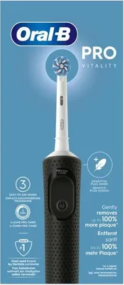 Immagine prodotto di Spazzolino elettrico, Oral-B Vitality Pro, nero, 3 modalità di pulizia, timer integrato