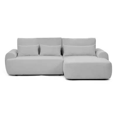 Produktbild von Ecksofa OLIVER mit Schlaffunktion & Bettkasten, Bouclé Hellgrau, Eckseite rechts