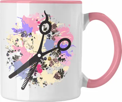 Produktbild von Trendation - Friseurin Tasse Geschenk Schere Grafik Frisörin Geschenkidee Geburtstag Weihnachten (Rosa)