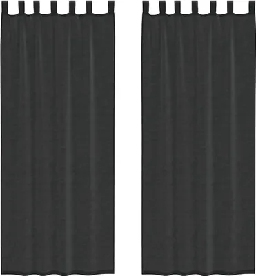 Produktbild von Voile Vorhänge mit Stangentaschen 2 Stk. Schwarz