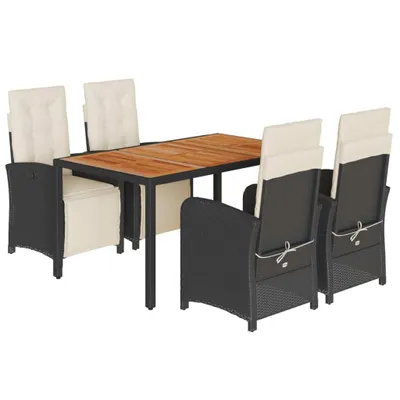 Obrázek produktu pro vidaXL 5dílný zahradní jídelní set s polštáři Black Poly Rattan