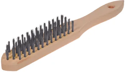 Produktbild von 5er Set Stahldrahtbürsten 5-reihig mit Holzgriff 38 cm für Eisenmetalle