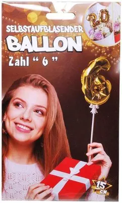 Produktbild von Folien Ballon zum Geburtstag mit Zahl 6 selbstaufblasend Farbe gold