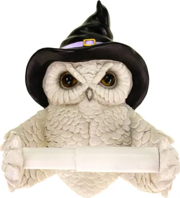 Produktbild von Toilettenpapierhalter Schneeeule mit schwarzem Hexenhut