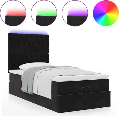 Image de Cadre de lit ottoman avec matelas noir 80x200 cm velours